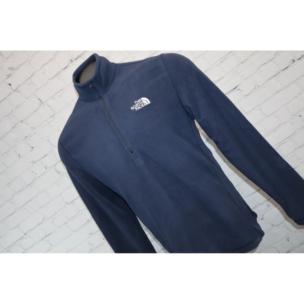 The North Face Pullover Shirt Mens Medium Navy Blue 1/4 Zip Fleece Performance
